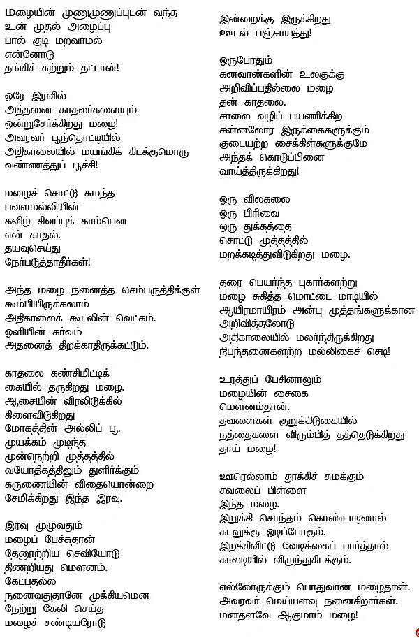 மனதளவே ஆகும் மழை!