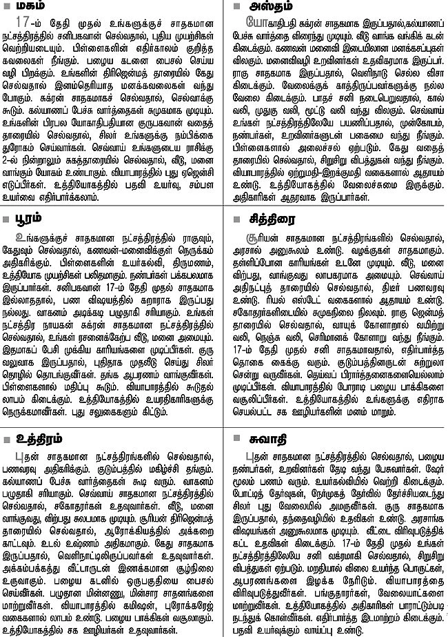 நட்சத்திர பலன்கள்