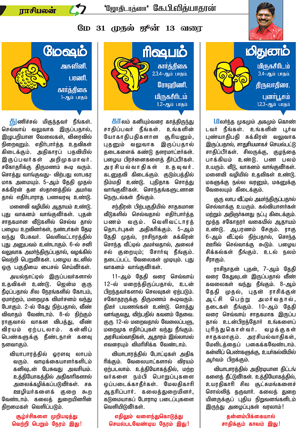 ராசிபலன்!