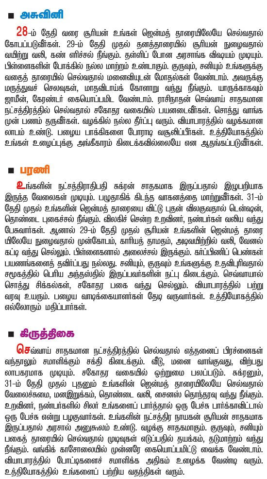 நட்சத்திர பலன்கள்