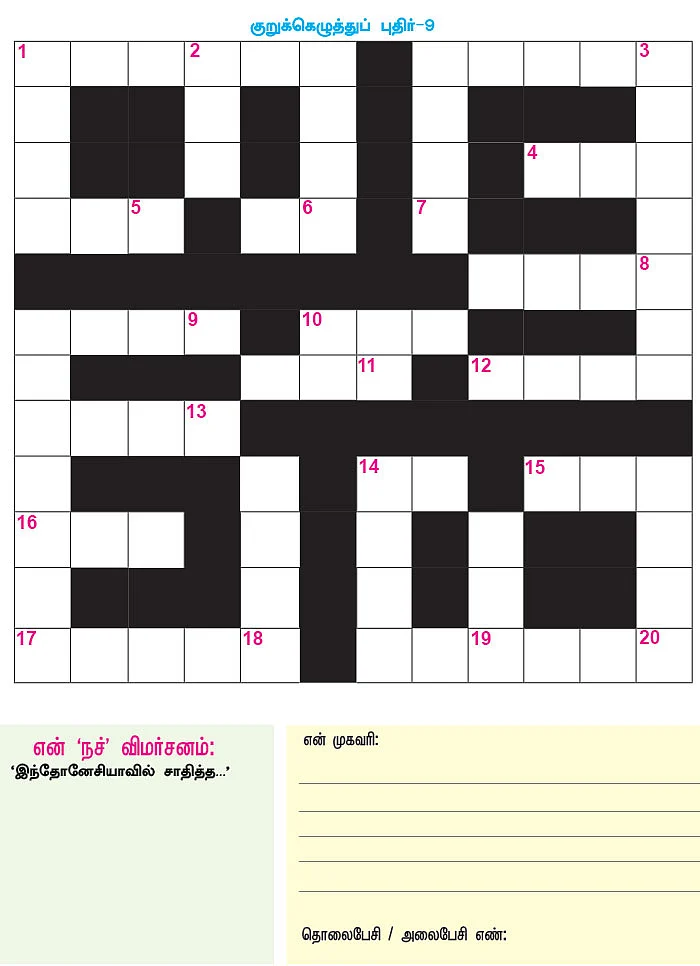 குறுக்கெழுத்துப் புதிர் - பரிசுப் போட்டி - 9
