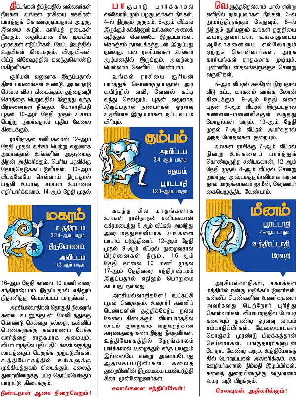 ராசிபலன்! - 'ஜோதிடரத்னா' கே.பி.வித்யாதரன்