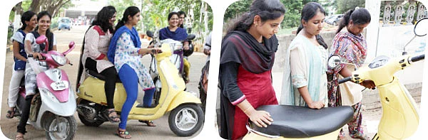 புஷ்பா.க்கள் ஓட்டிய வெஸ்பா!