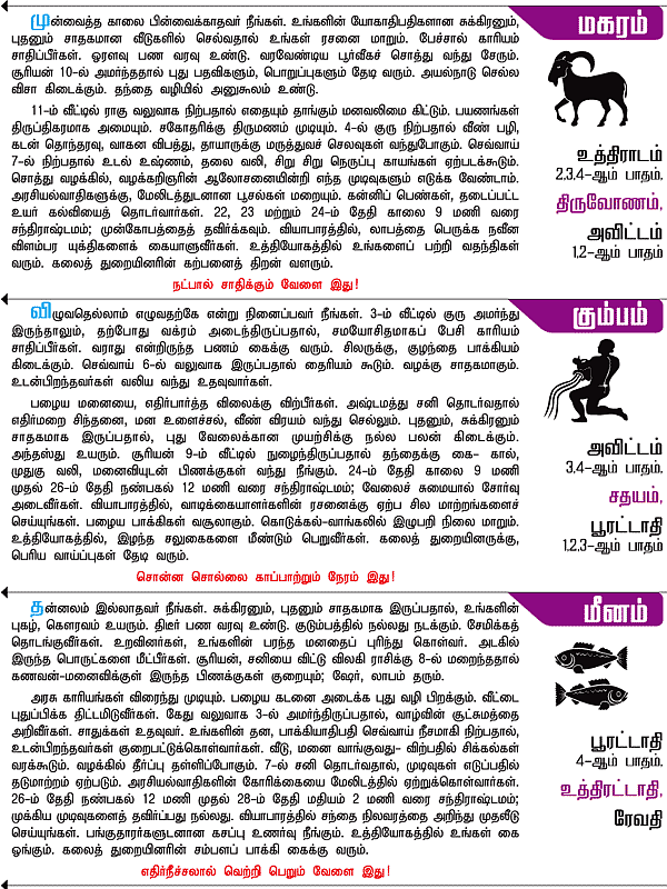 ராசிபலன்! - 'ஜோதிடரத்னா' கே.பி.வித்யாதரன்
