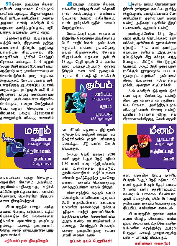 ராசிபலன்! - 'ஜோதிடரத்னா' கே.பி.வித்யாதரன்