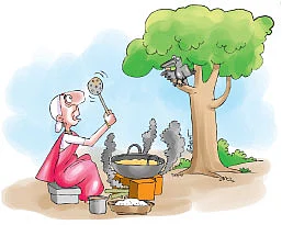 சின்னப் பாட்டியும் சூப்பர் காகமும் !