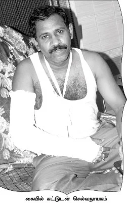 கையை முறுக்கி... எட்டி உடைத்து...