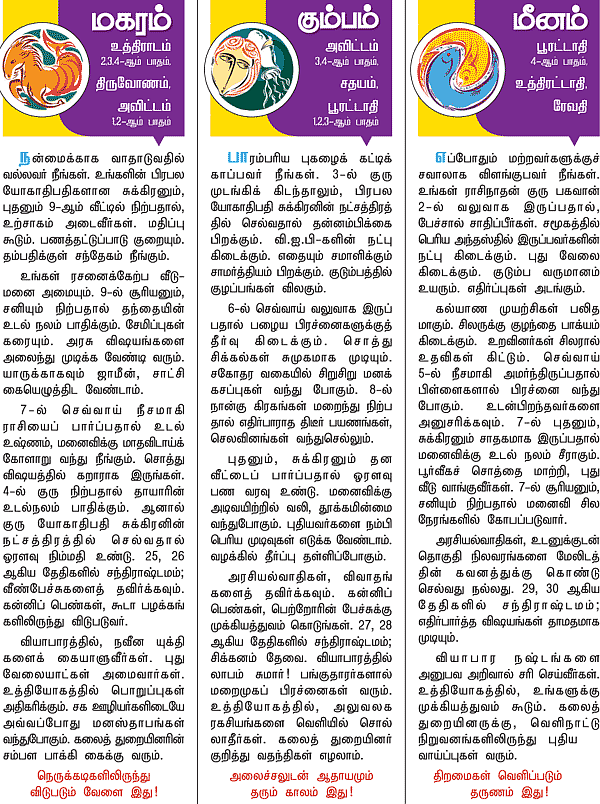 ராசிபலன்! - 'ஜோதிடரத்னா' கே.பி.வித்யாதரன்