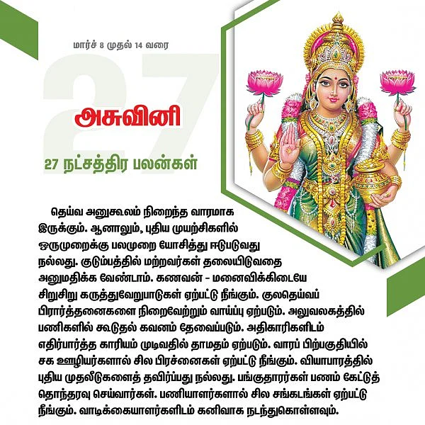 இந்த வார நட்சத்திரப் பலன்கள் (மார்ச் 8 முதல் 14 வரை)