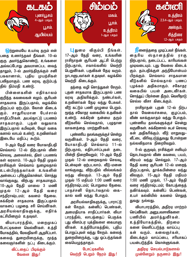 ராசிபலன்! - 'ஜோதிடரத்னா' கே.பி.வித்யாதரன்
