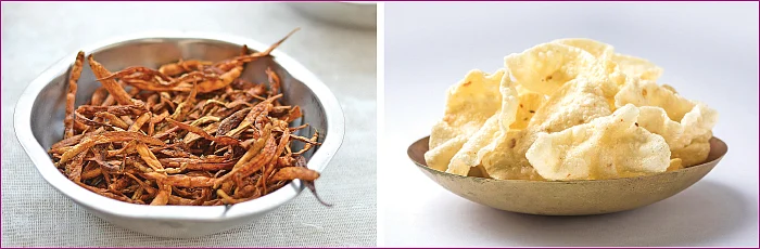 சரித்திர விலாஸ் - இன்றைய மெனு - அப்பளம் - வற்றல் - வடகம்