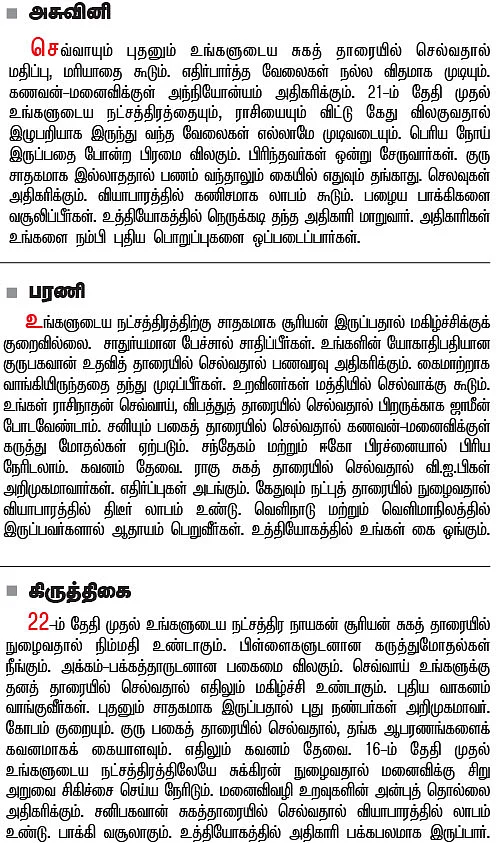 நட்சத்திர பலன்கள்