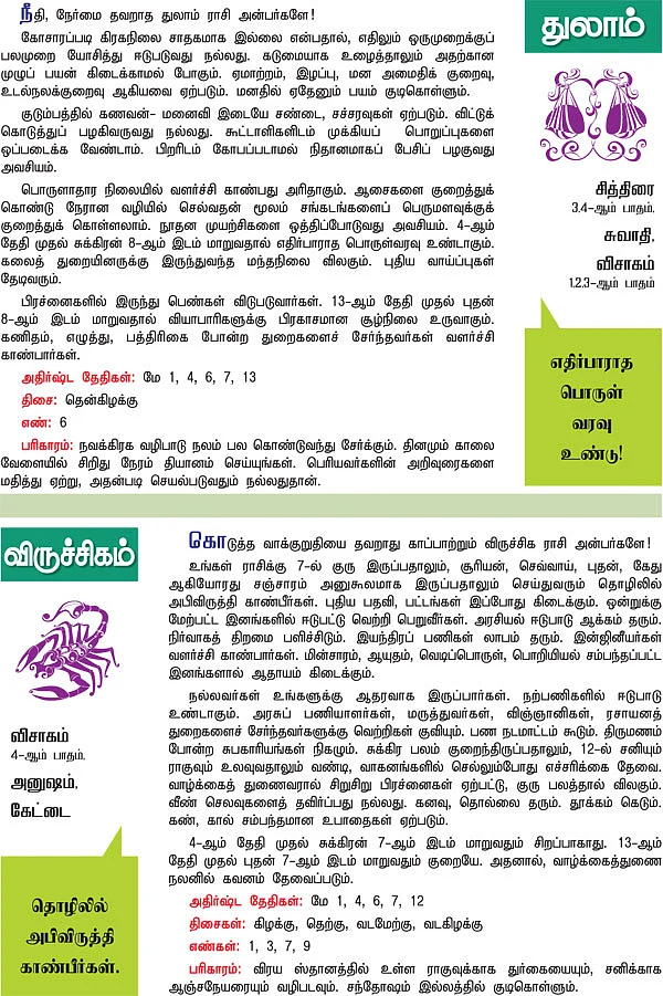 ராசிபலன் - ஏப்ரல் 30 முதல் மே 13 வரை