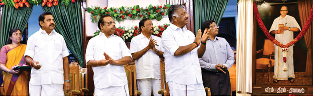 ஜெயலலிதா படத்துக்கு எதிரில்
படையாட்சி படம்... கருணாநிதி படத்துக்கு இடம் எங்கே?