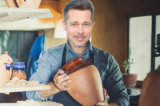 Brad Pitt in a sculpturing session