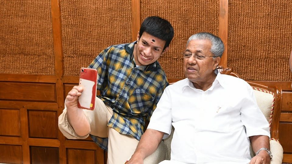 Pranav with Kerala Chief Minister