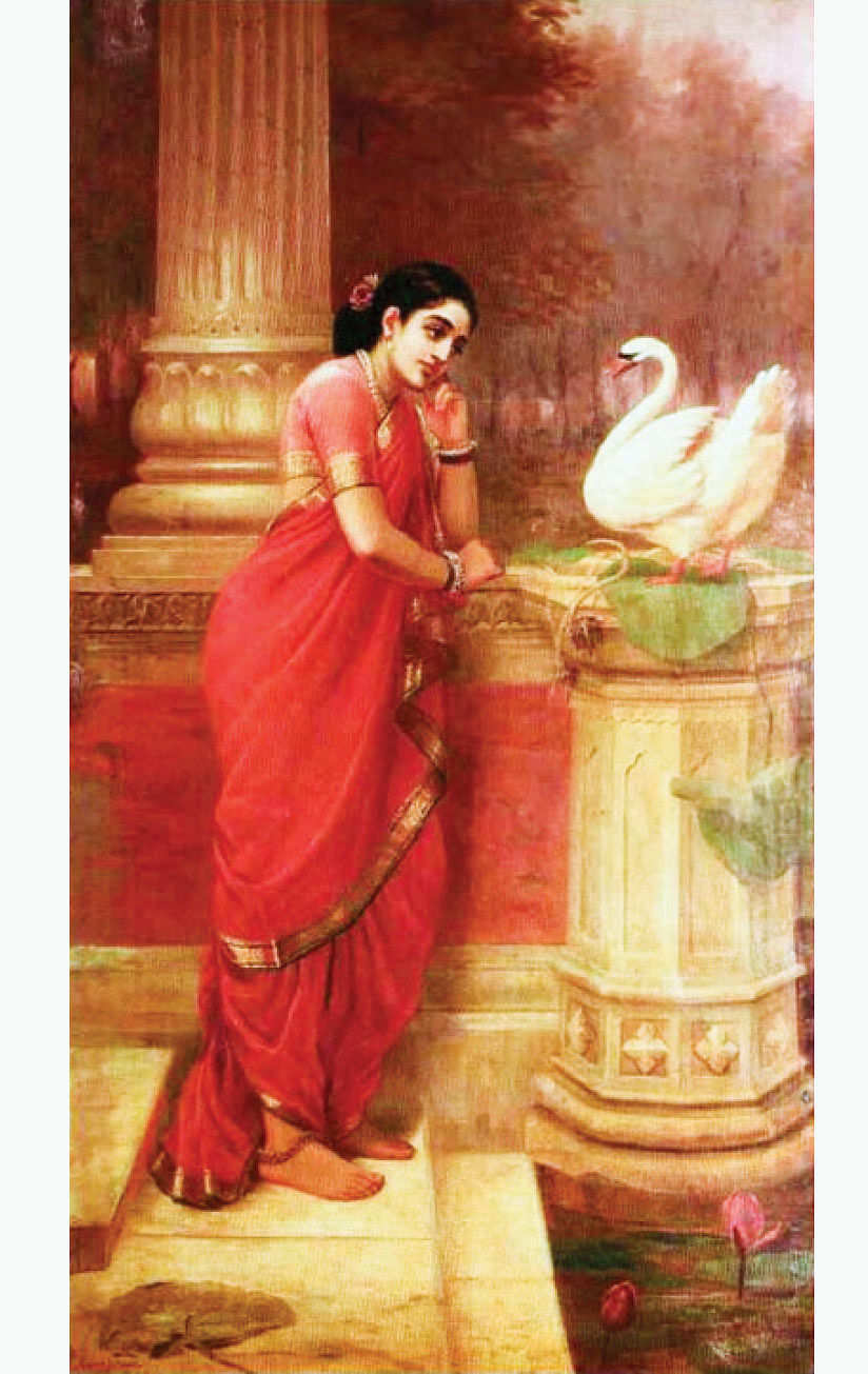 அன்னப்பறவையுடன் உரையாடும் தமயந்தி