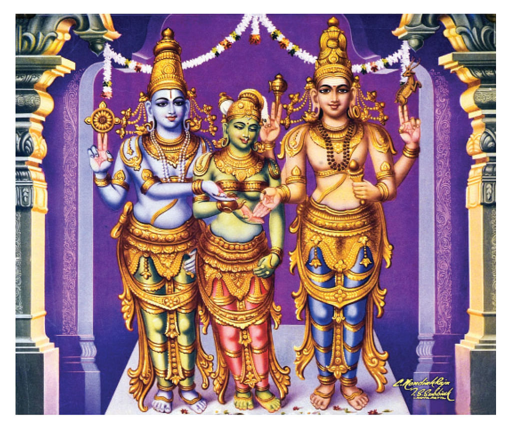 ஓவியர் கொண்டையராஜு வரைந்த மீனாட்சி திருக்கல்யாணம்