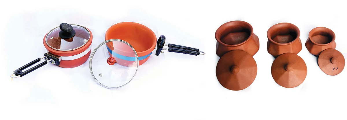 பால் பாத்திரம்
விலை ₹ 350, குழம்பு, கூட்டு, தயிர் வைக்கும் பானை செட்
விலை ₹ 350