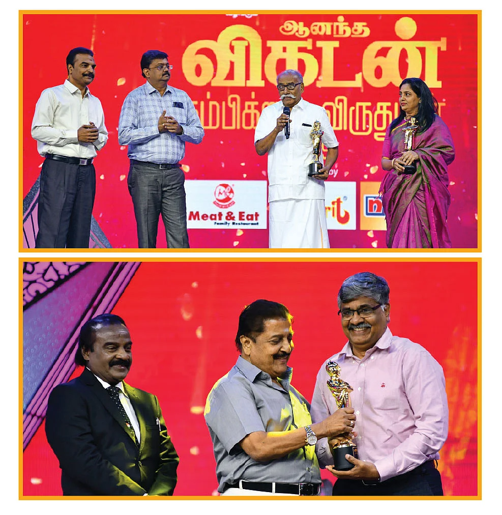 வை.பாலசுப்பிரமணியன், கனிமொழி மதி ஆகியோருடன் நீதிபதி மகாதேவன், உதயச்சந்திரன் ஐ.ஏ.எஸ் - ஆர்.பாலகிருஷ்ணனுக்கு விருது வழங்கும்
ஹெச்.வசந்தகுமார், சிவகுமார்