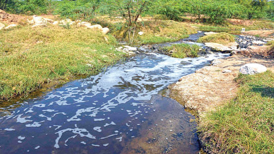 கழிவுநீர் கலந்து காணப்படும் ஆற்றுநீர்