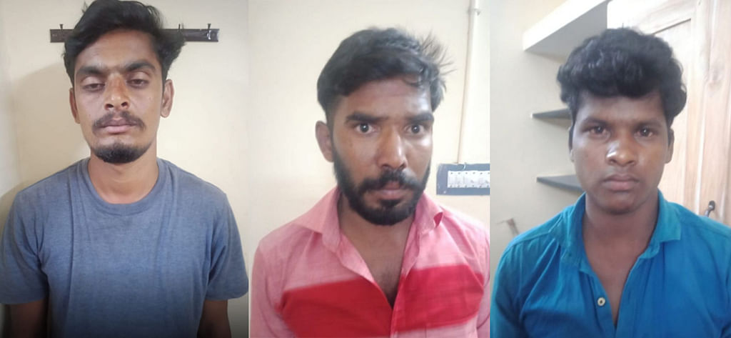 இந்து முன்னணி நிர்வாகி சக்திவேல், முகேஷ் மற்றும் சக்திவேல்