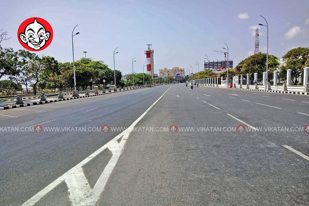 வெறிச்சோடிய காமராஜர் சாலை