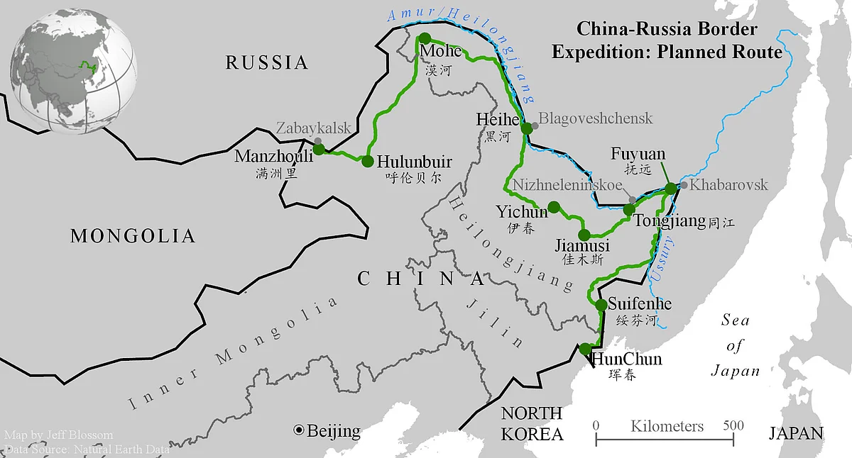 China Russia Border Map