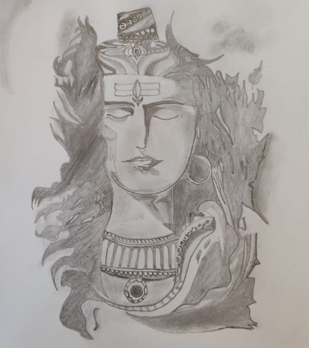 Artwork | A4 Size Mahadev Drawing By Pencil Without Frame | Freeup