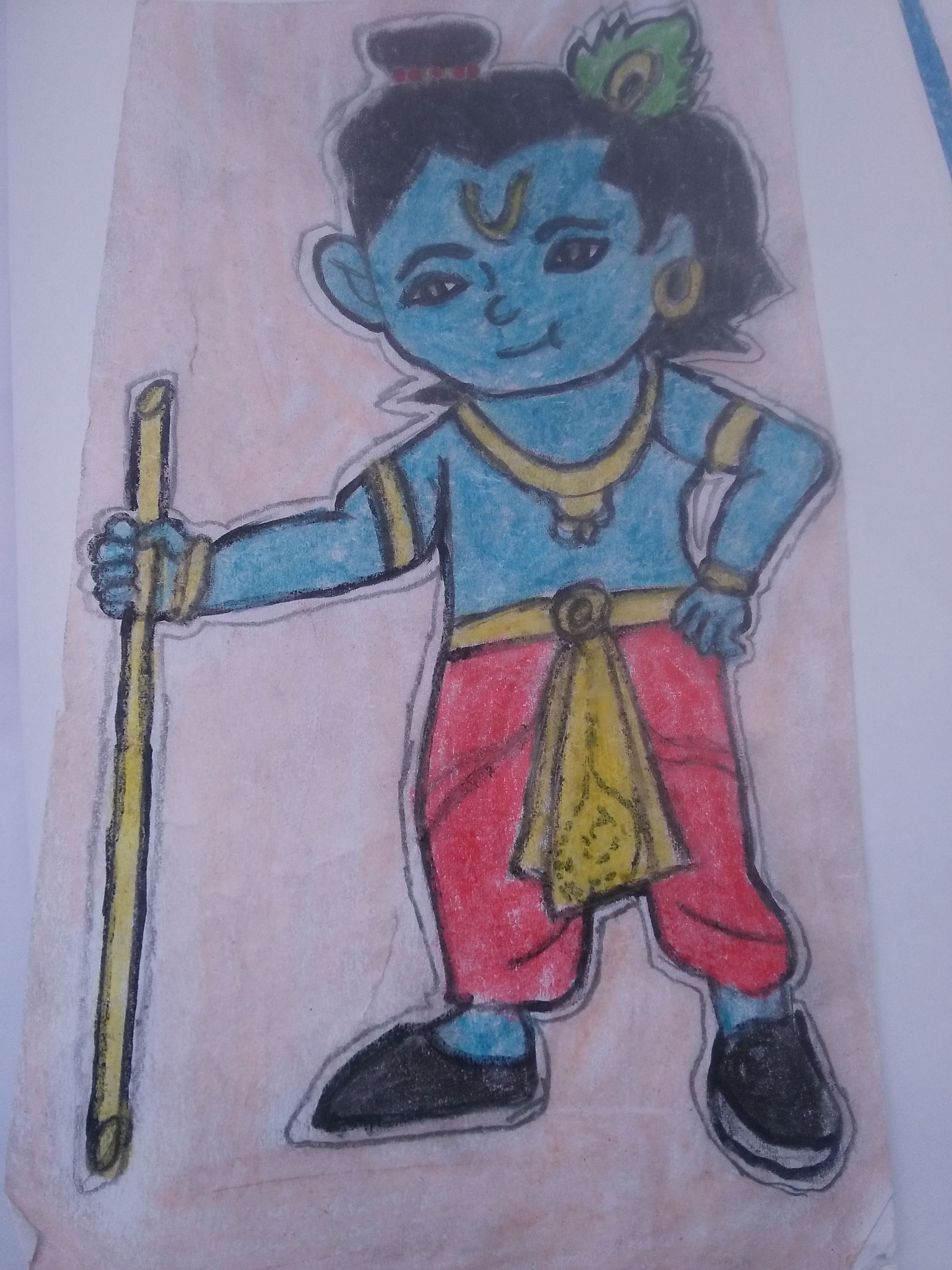 Buy Little Krishna (PRT-7602-100694) - Canvas Art Print - 9in X 12in Canvas  Art Print by Vaishnavi K. Code:PRT-7602-100694 - Prints for Sale online in  India.
