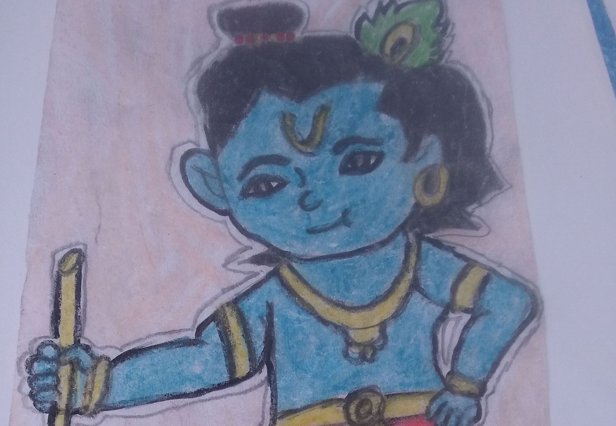 How to draw a beautiful painting of cute little Krishna/ krishna drawing &  painting step by step - YouTube