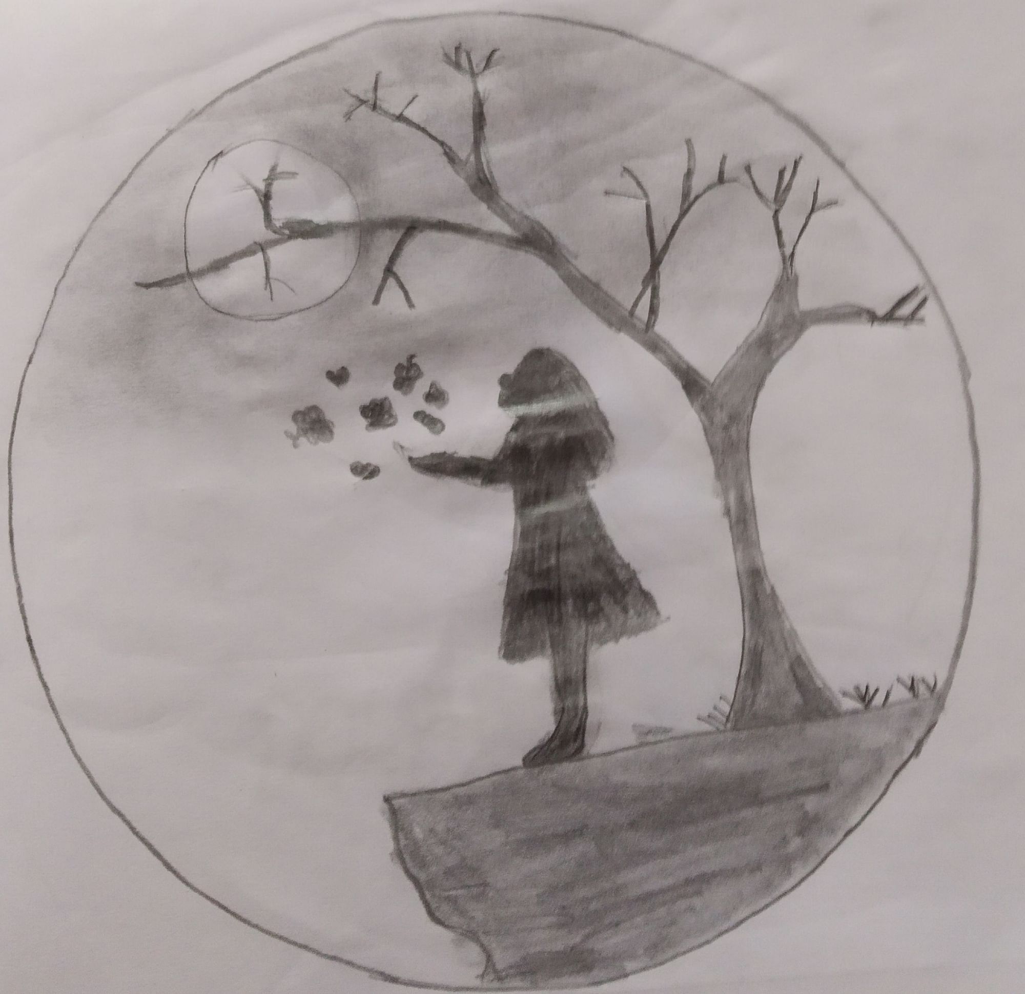 Night scenery in circle in 2024 | Pencil drawing images, Line art design,  Easy drawings