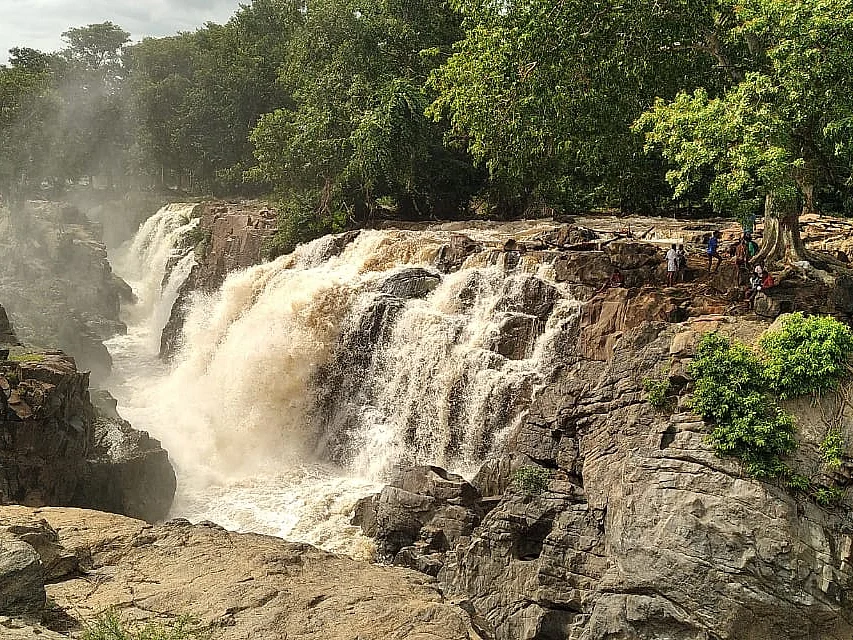 ஒகேனக்கல்: `கர்நாடகாவில் வெளுத்து வாங்கும் பருவமழை!’ - காவிரியில் வெள்ளப்பெருக்கு
