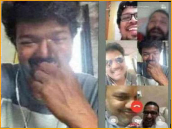 விஜய் தன் நெருங்கிய நண்பர்களோடு வீடியோ கால் மீட்டிங்