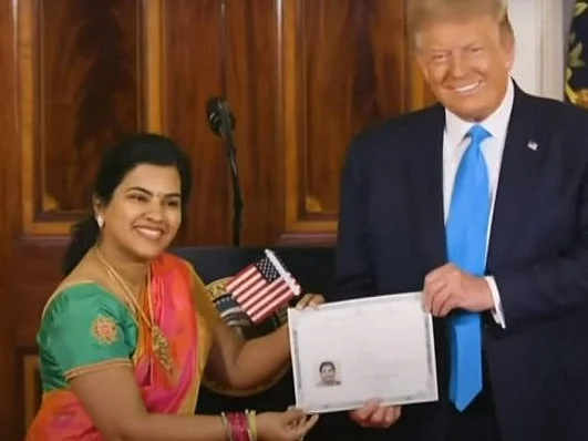 இந்தியப் பெண்ணுக்கு அமெரிக்க குடியுரிமை... வெள்ளை மாளிகையில் நேரடியாக வழங்கிய ட்ரம்ப்!