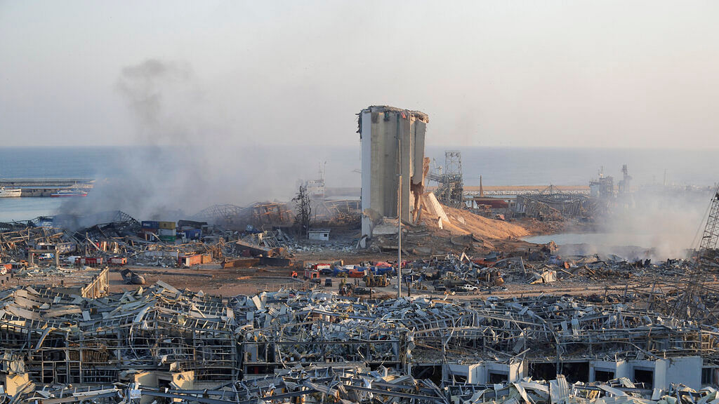 A destroyed port after a massive explosion is seen in Beirut