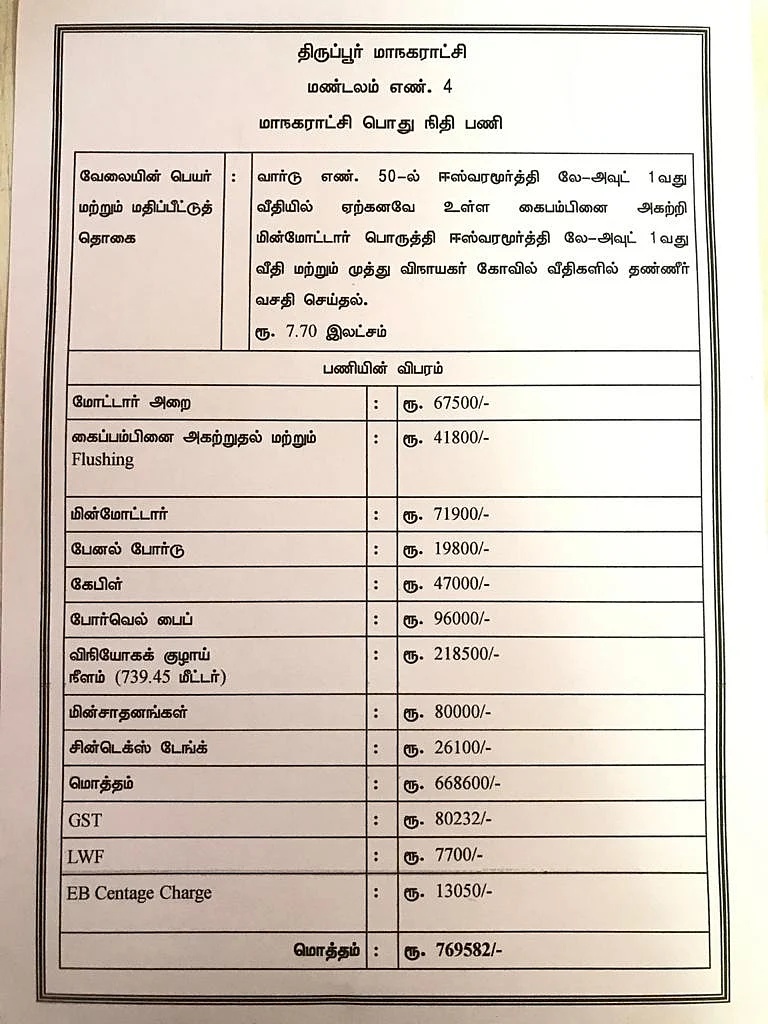 தண்ணீர் தொட்டிக்கான மாநகராட்சியின் திட்ட விளக்கம்