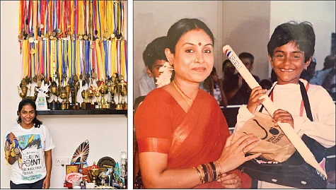 சிறு வயதில் நடிகை சரண்யாவுடன்...