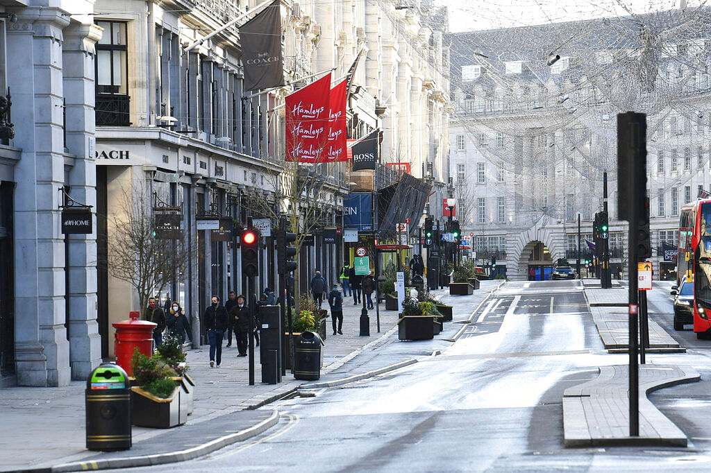 A view of part of Regent Street after Britain's Prime Minister Boris Johnson introduced Tier 4 restrictions for London
