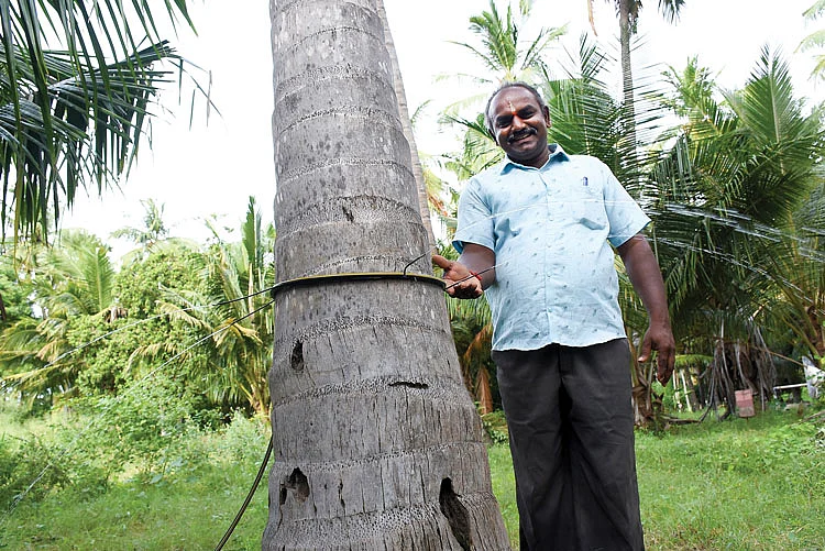 சொட்டு நீர் அமைப்புடன் சிவகுமார்
