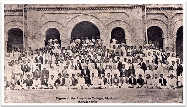 1919ல் அமெரிக்கன் கல்லூரியில் ரவீந்திரநாத் தாகூர்