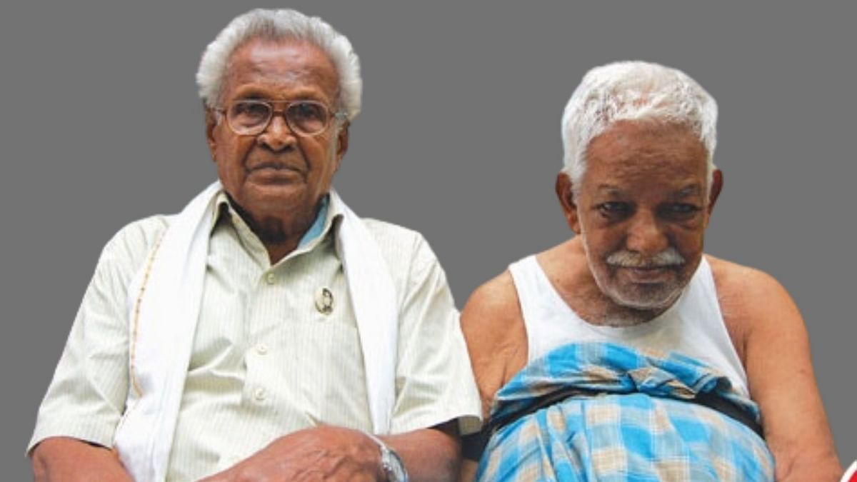 நேதாஜியின் இந்திய தேசியப் படையிலிருந்த வீரர்கள் ஆர்.எம்.பெருமாள் மற்றும் வைத்தியலிங்கம்