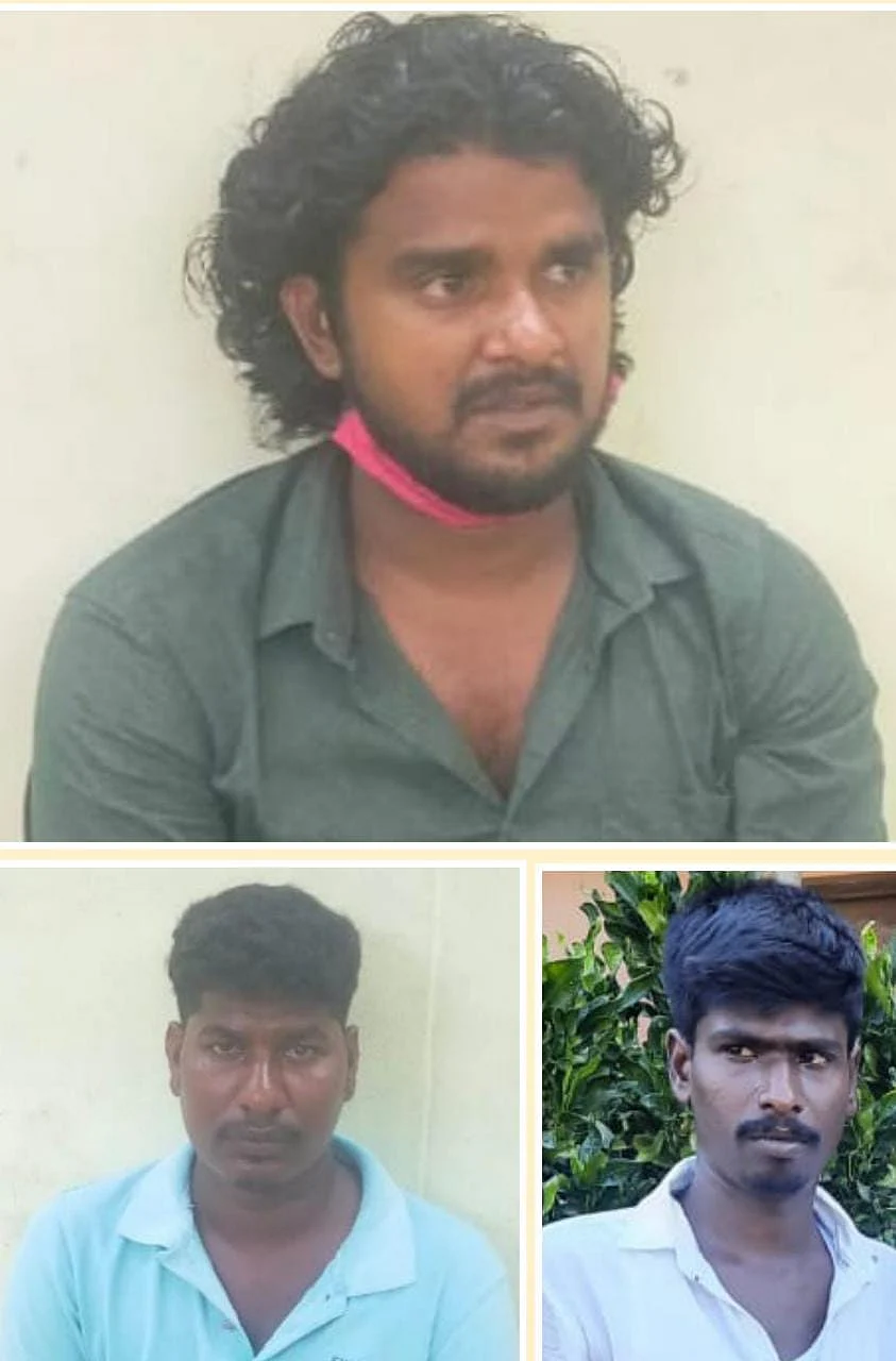 கைதுசெய்யப்பட்ட ரஞ்சித்குமார், அவரின் நண்பர்கள்