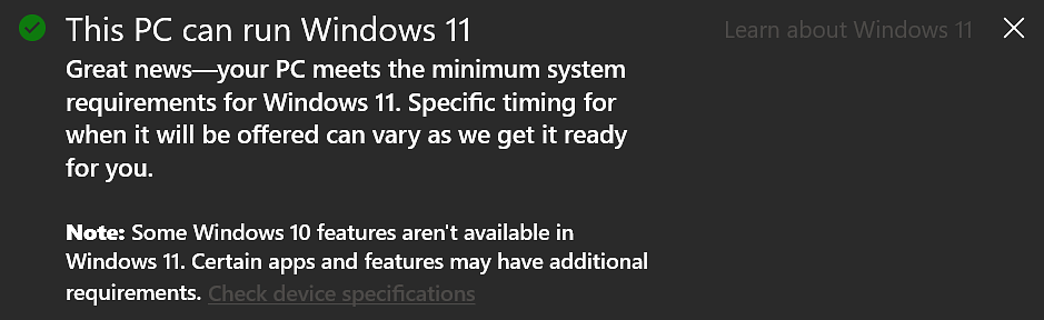 Windows 11 system requirements check