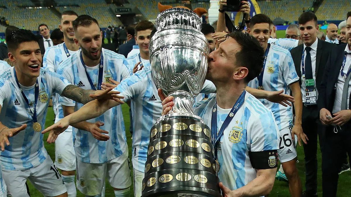 Messi with his first international trophy