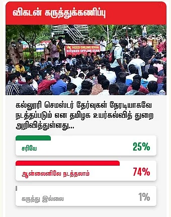 கல்லூரி செமஸ்டர் தேர்வுகள்... நேரடியாக நடத்தலாமா, ஆன்லைனில் நடத்தலாமா?! - விகடன் சர்வே முடிவுகள்