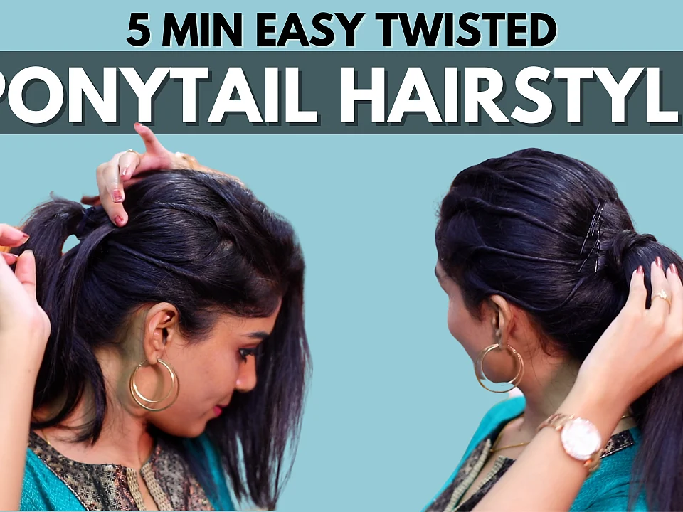 2 Easy Twisted Ponytail Hairstyle in 5 Min | For Casual Outings / College / Office