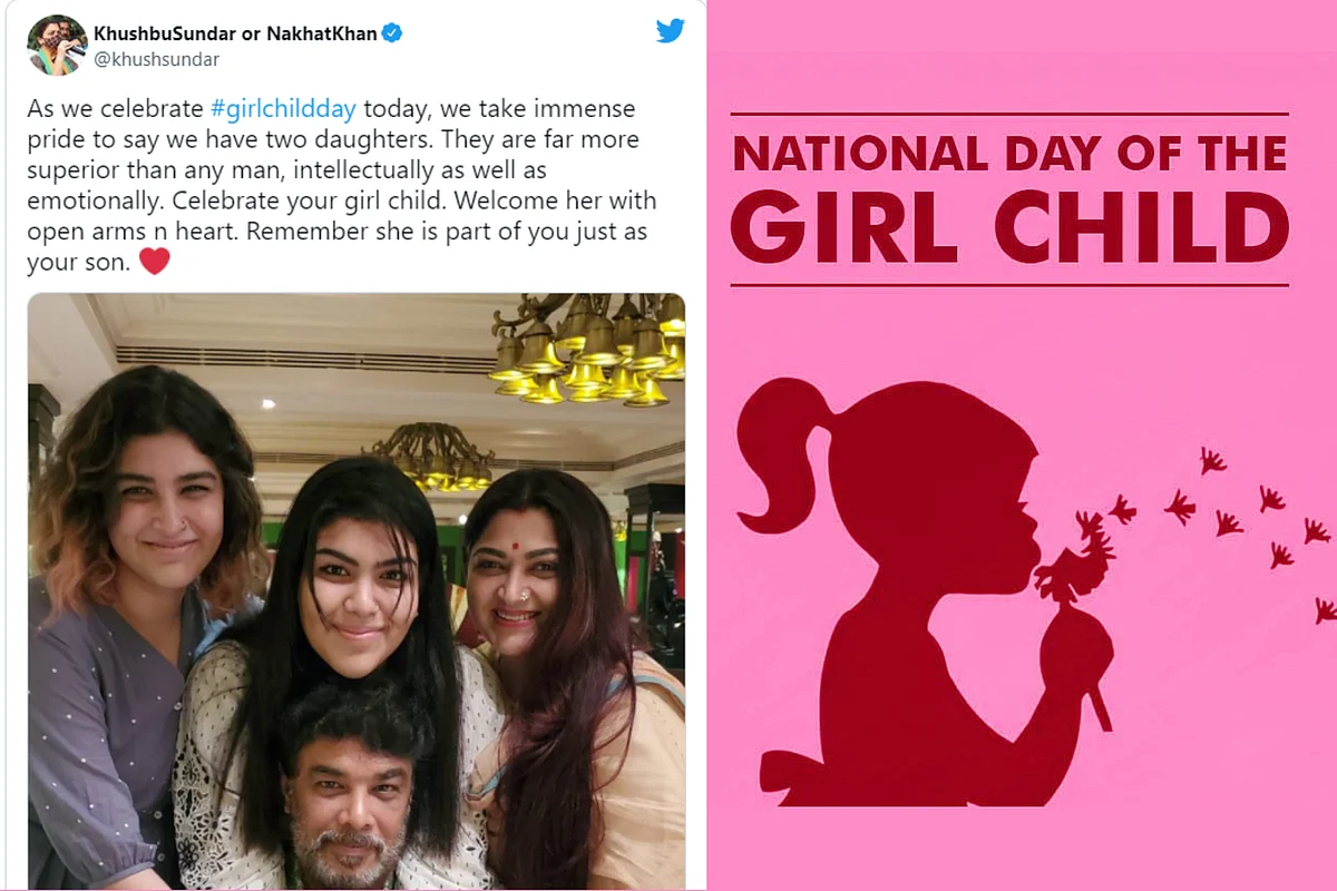 தனது கணவர் மற்றும் தன் பெண்குழந்தைகளுடன் கூடிய குஷ்புவின் டிவிட்