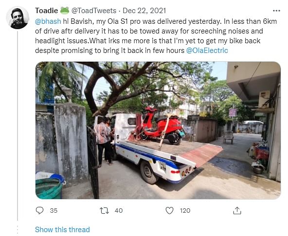 New Ola Scooter in recovery Van