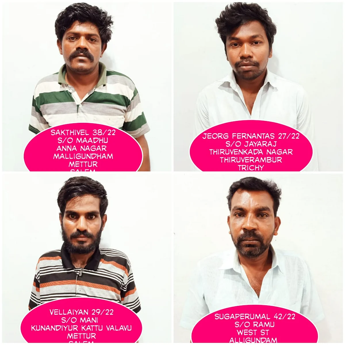 போலீஸாரால் கைது செய்யப்பட்டவர்கல்